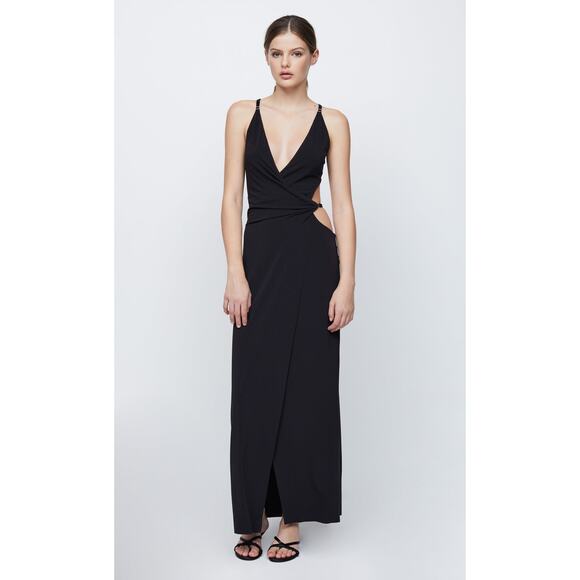 NWT FREE PEOPLE Bec + Bridge Zadie Wrap Maxi Dress $330 US SIZE 10 Black Cutout - Picture 6 of 9